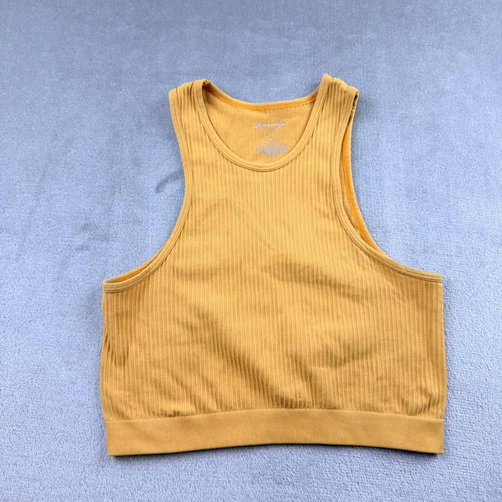 LA Hearts by PacSun Women's XS‎ Ribbed Mustard Yellow High Neck Crop Tank Top